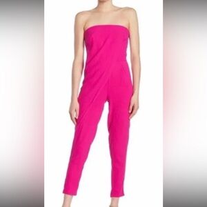 Boston Proper Alexia Admor Fuchsia Pink strapless Jumpsuit sz 4